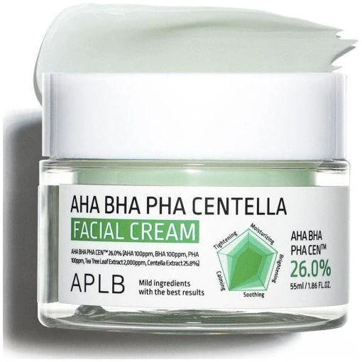 APLB AHA BHA PHA Centella Facial Cream - exfoliační pleťový krém, 55ml