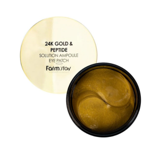 FARM STAY 24K Gold & Peptide Solution Ampoule Eye Patch - hydrogelové oční náplasti s 24K zlatem a peptidy, 60ks