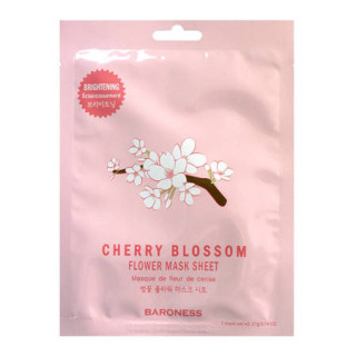 BARONESS Cherry Blossom Flower Mask Sheet - rozjasňující jednorázová pleťová maska s extraktem třešňových květů, 1ks
