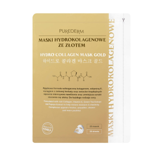 PUREDERM Hydro Collagen Mask Gold - hydrokolagenové pleťové masky se zlatem, 25ks